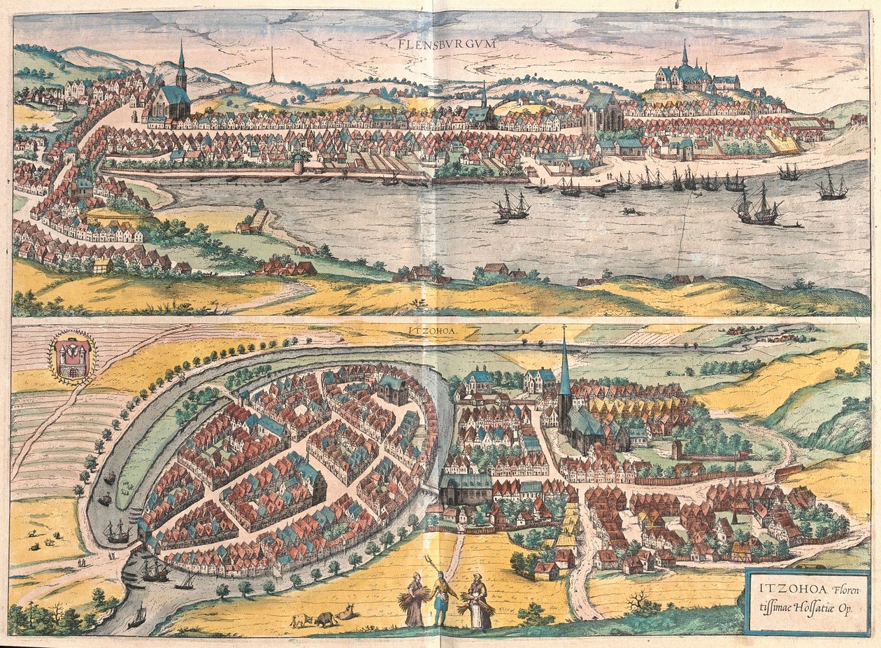 Flensburg e Itzehoe, Germania (incisione) da Franz Hogenberg