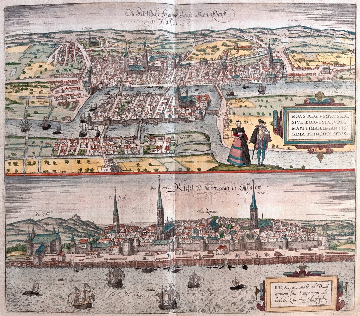 Kaliningrad, Russia - Riga, Lettonia (incisione) da Franz Hogenberg