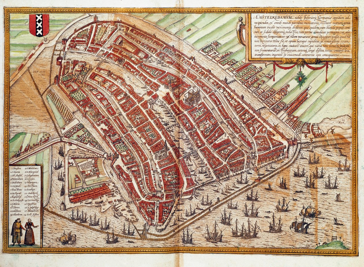 Mappa di Amsterdam (incisione) da Franz Hogenberg