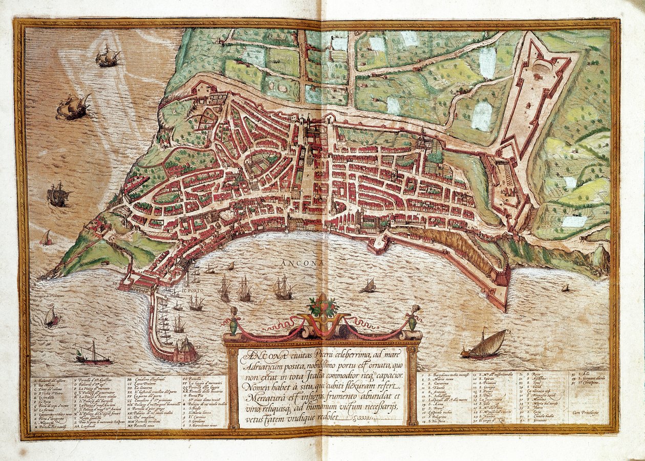 Mappa di Ancona (incisione) da Franz Hogenberg