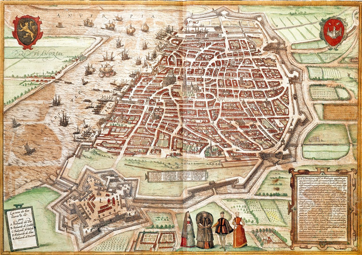 Mappa di Anversa da Franz Hogenberg