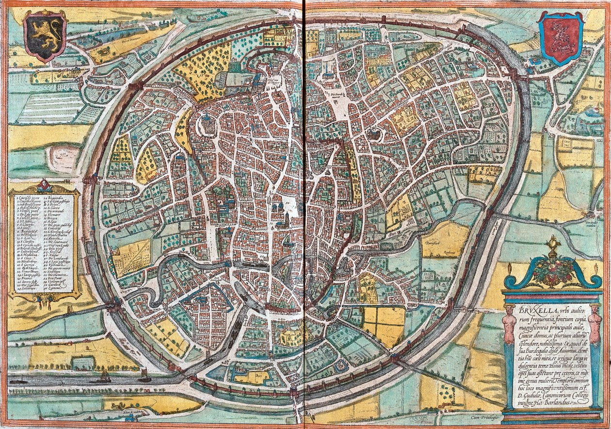 Mappa di Bruxelles, Belgio da Franz Hogenberg