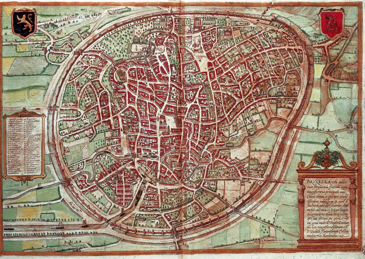 Mappa di Bruxelles - Belgio (incisione) da Franz Hogenberg
