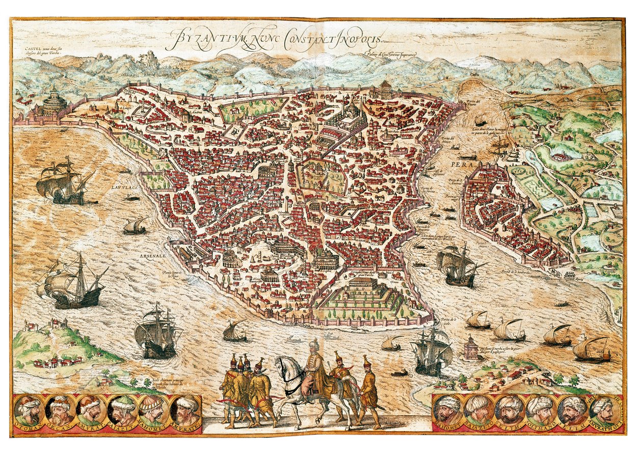 Mappa di Bisanzio da Franz Hogenberg