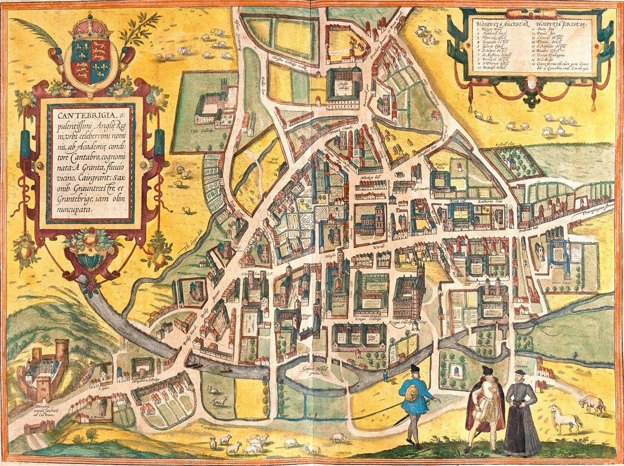 Mappa di Cambridge, Inghilterra da Franz Hogenberg