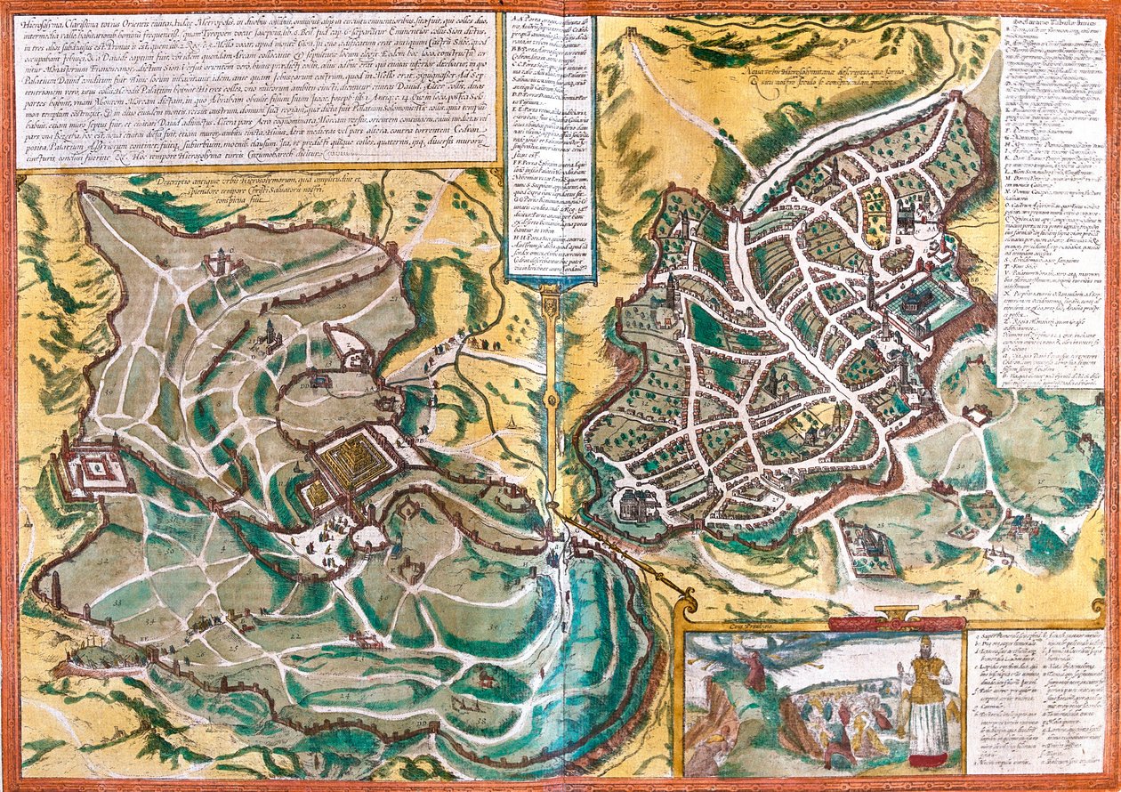 Mappa di Gerusalemme (Hierosolymorum), Israele da Franz Hogenberg