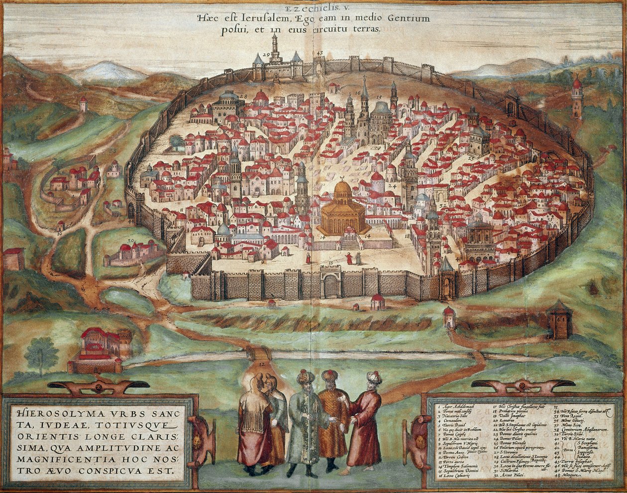 Mappa di Gerusalemme (incisione) da Franz Hogenberg