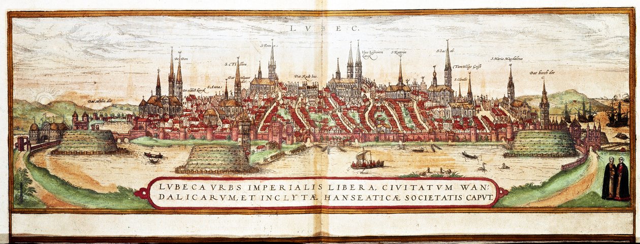 Mappa di Lubecca (incisione) da Franz Hogenberg