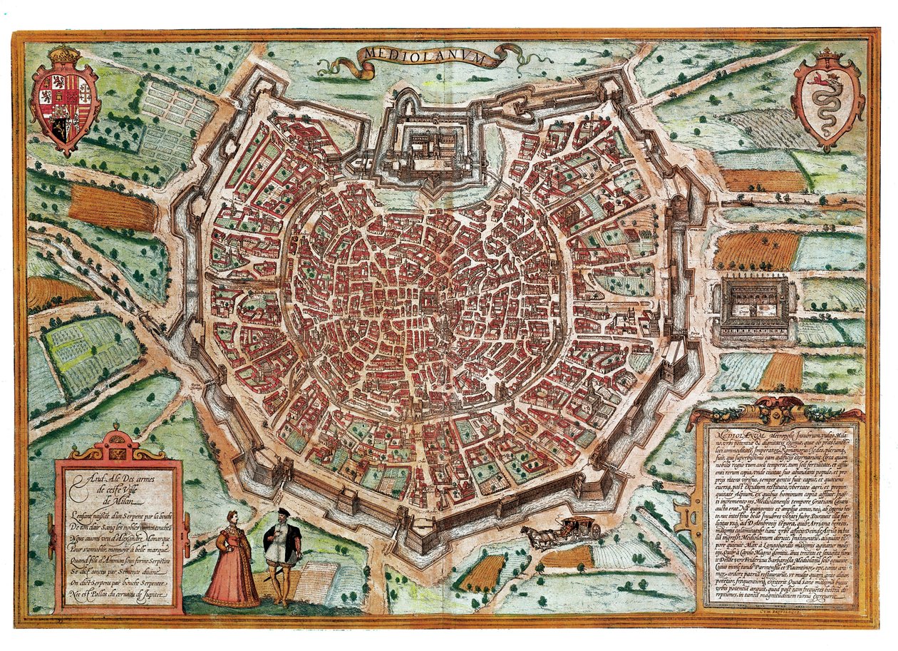 Mappa di Milano (incisione) da Franz Hogenberg