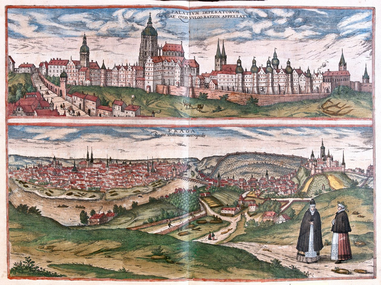Praga, capitale del Regno di Boemia, Repubblica Ceca (incisione) da Franz Hogenberg