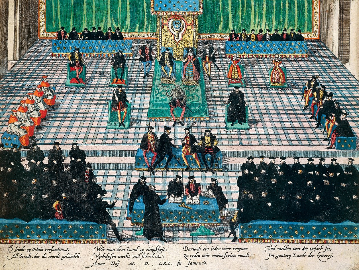 Sessione degli Stati Generali a Orleans, gennaio 1561, incisione di Franz Hogenberg da Franz Hogenberg