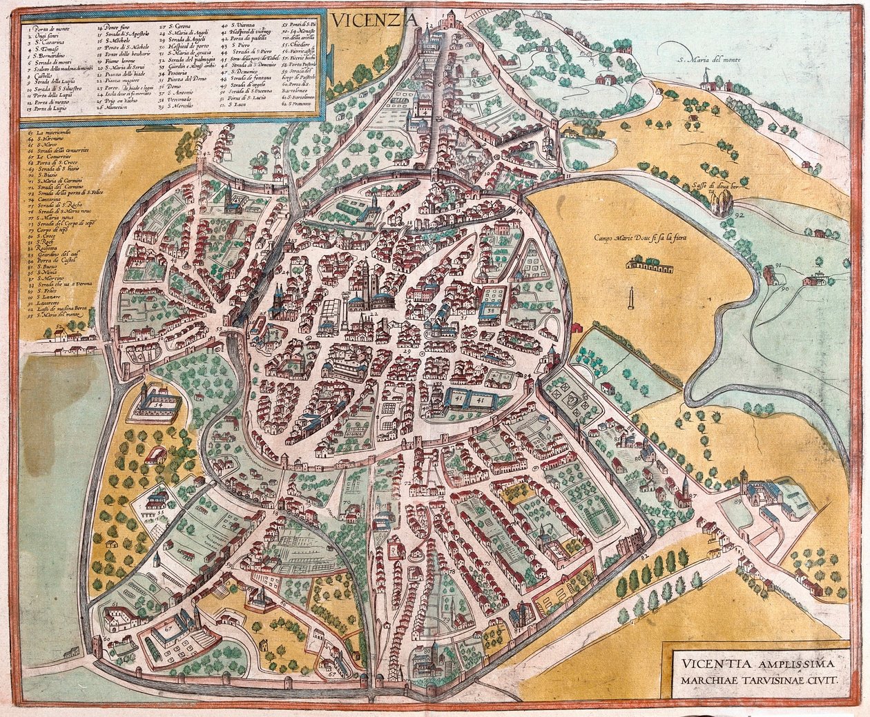 Vicenza, Italia (incisione) da Franz Hogenberg