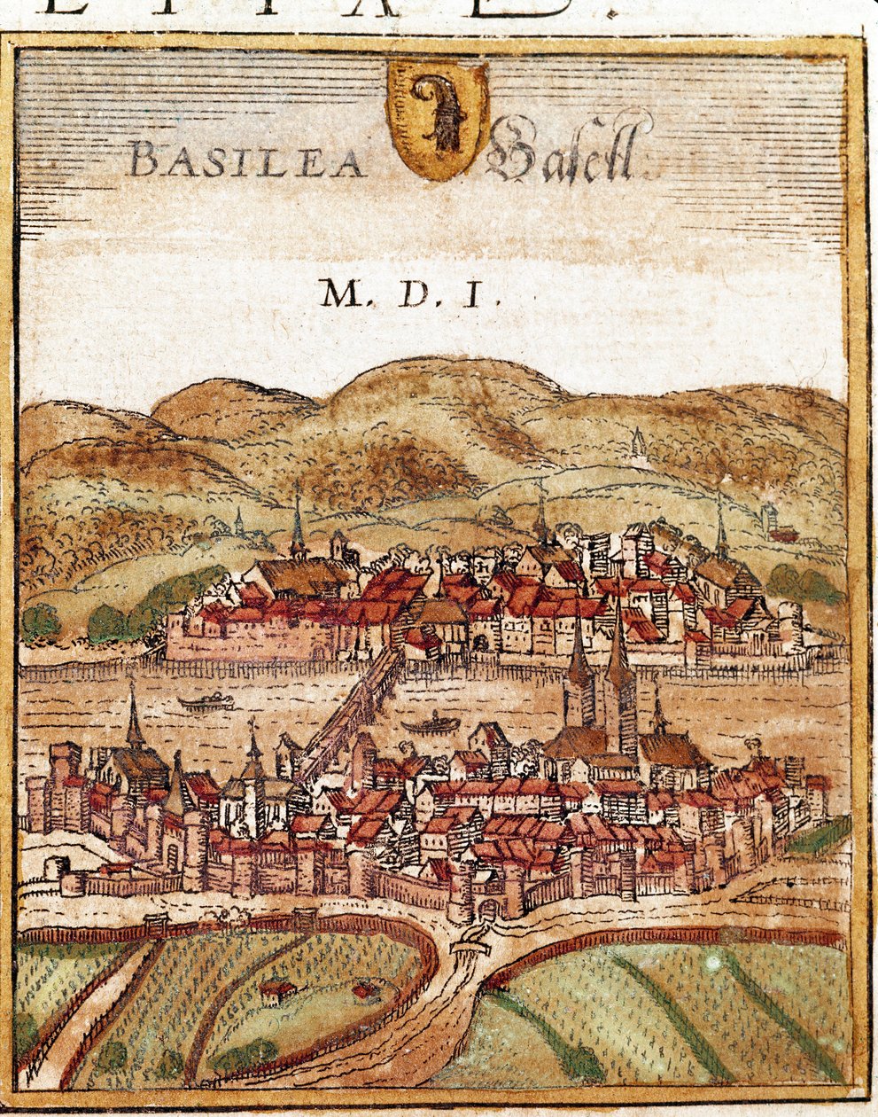Vista di Basilea - Svizzera (incisione) da Franz Hogenberg