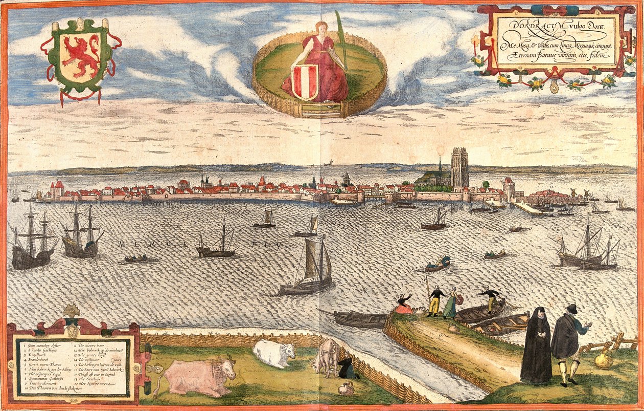 Veduta di Dordrecht (Dordracum), Paesi Bassi da Franz Hogenberg