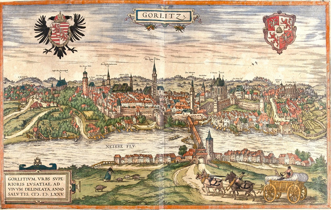 Veduta di Görlitz (Görlitium), Germania da Franz Hogenberg