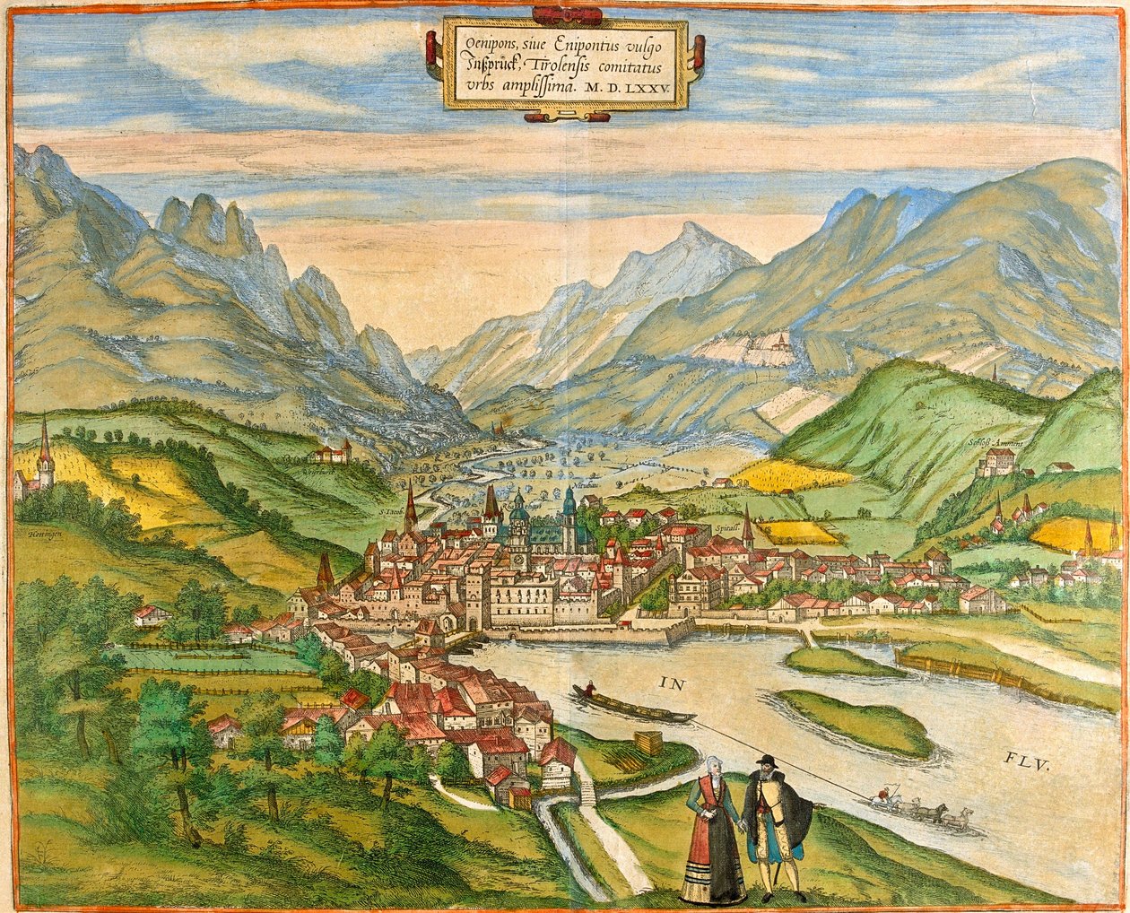 Veduta di Innsbruck (Oenipons o Enipontus), Austria da Franz Hogenberg