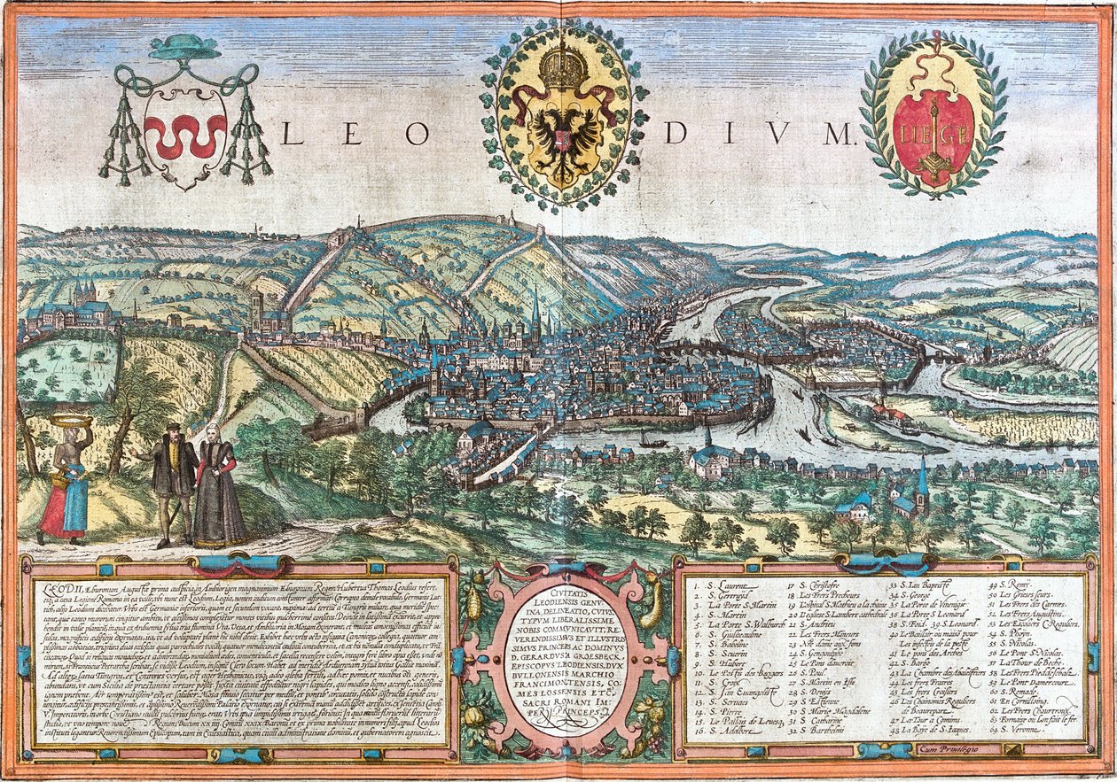 Veduta di Liegi (Leodium), Belgio da Franz Hogenberg