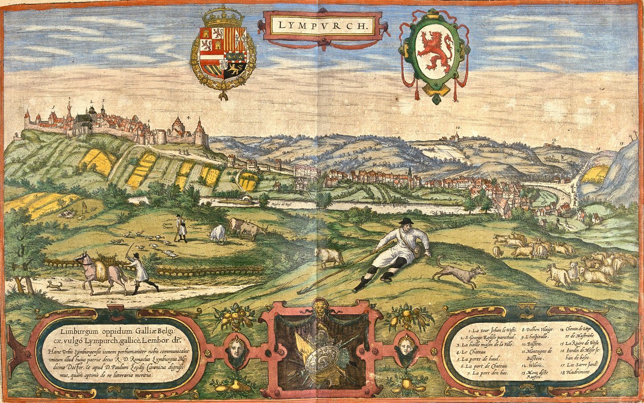 Veduta di Limburg (Lympurch), Paesi Bassi da Franz Hogenberg