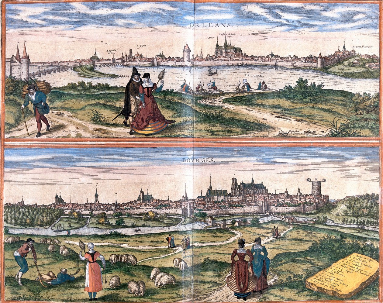Vedute di Orleans e Bourges, Francia da Franz Hogenberg