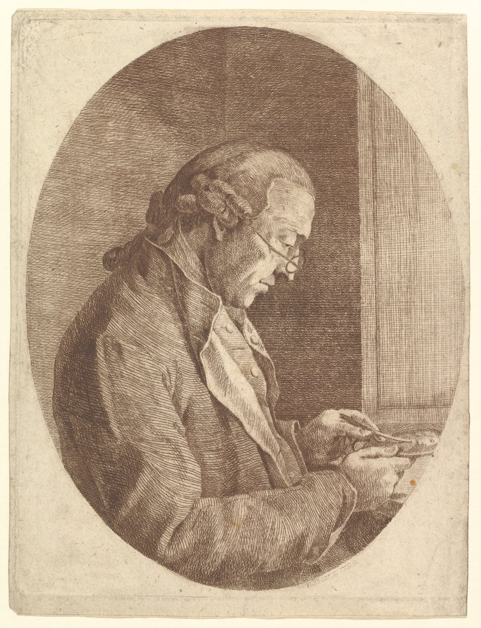Ritratto di un artista che disegna un ritratto in miniatura da Franz Jakob Josef Ignatz von Predl