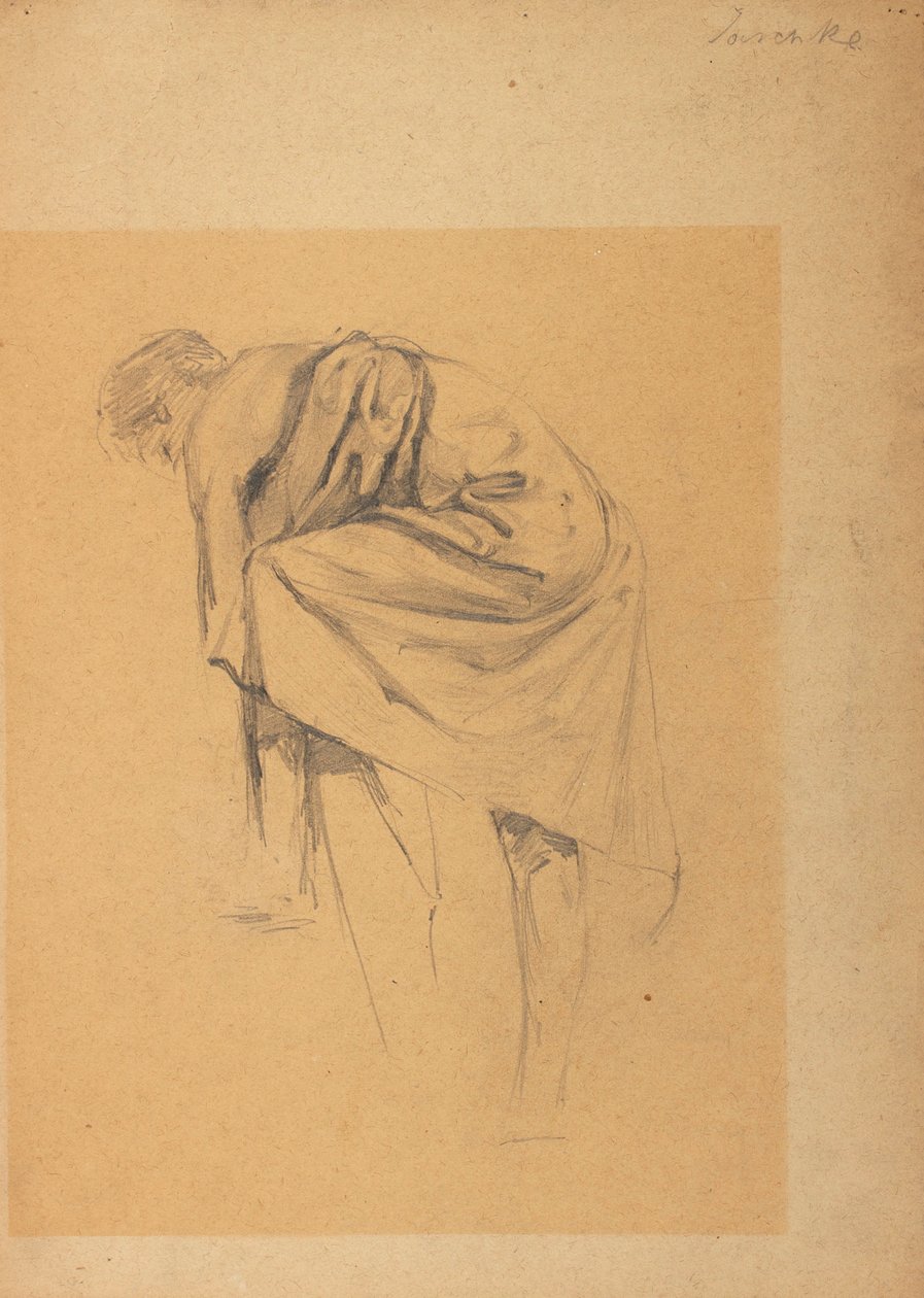 Studio di figura di una donna che si china a sinistra da Franz Jaschke