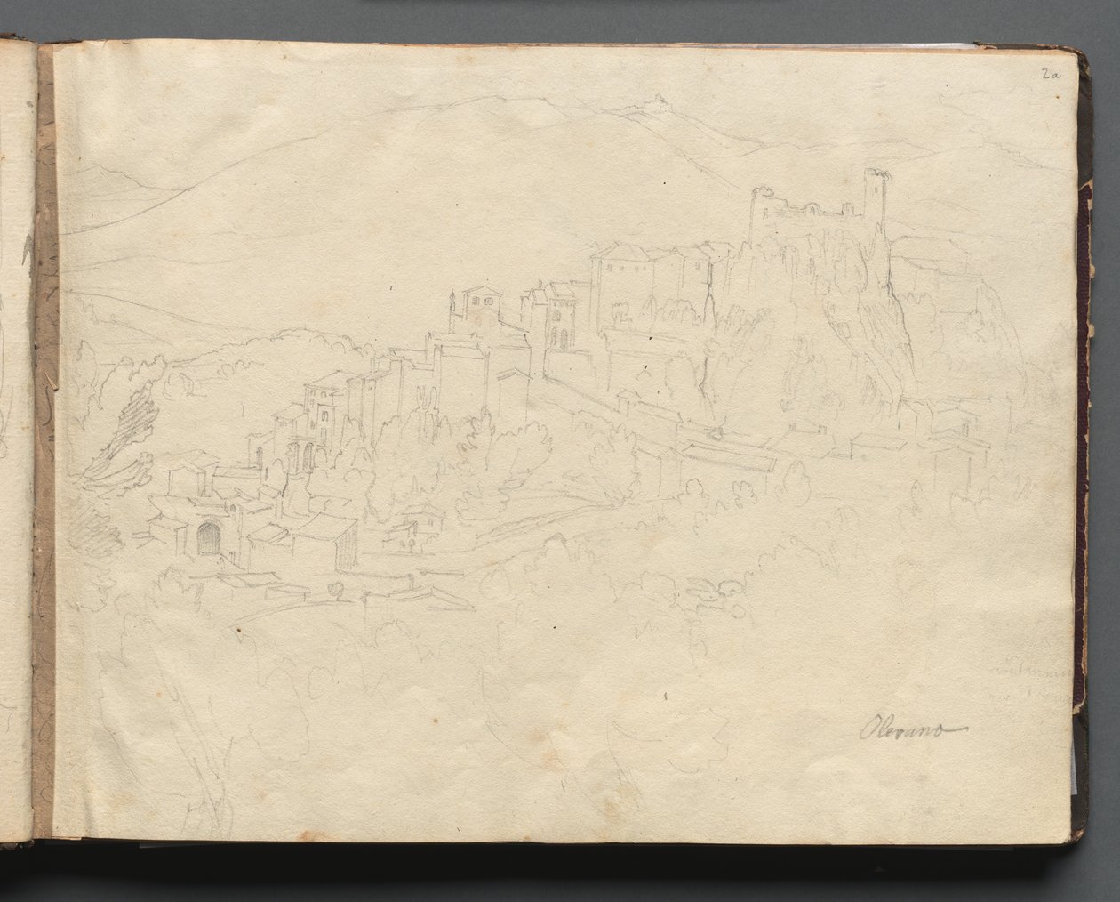 Album con vedute di Roma e dintorni, studi di paesaggio, pagina 02a: Olevano da Franz Johann Heinrich Nadorp