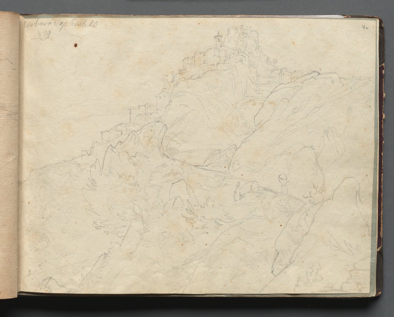 Album con vedute di Roma e dintorni, studi di paesaggio, pagina 04a: "Cervera". da Franz Johann Heinrich Nadorp