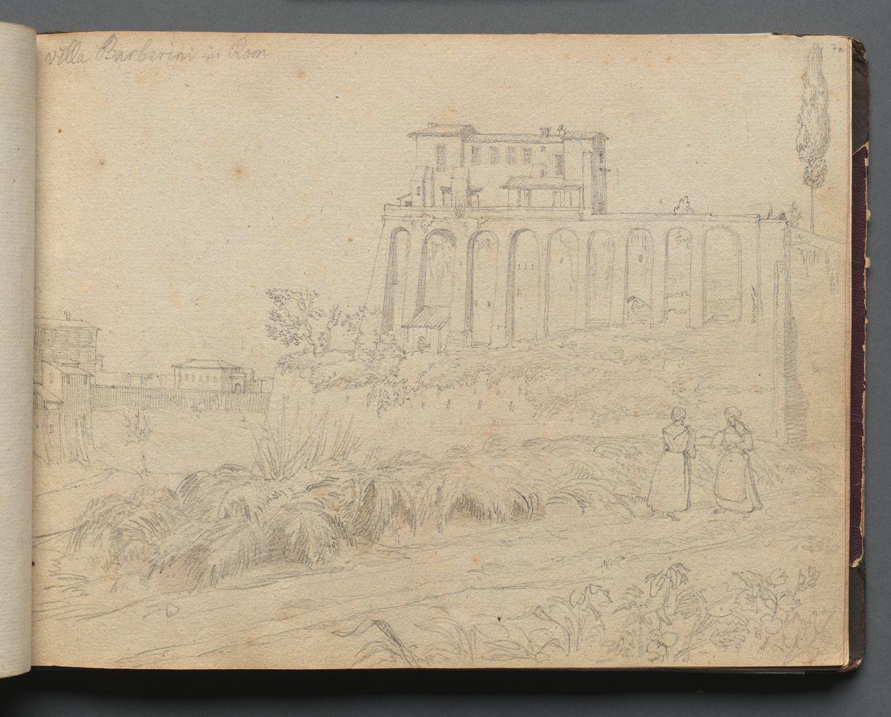 Album con Vedute di Roma e Dintorni, Studi di Paesaggio, pagina 07a: Villa Barberini a Roma da Franz Johann Heinrich Nadorp