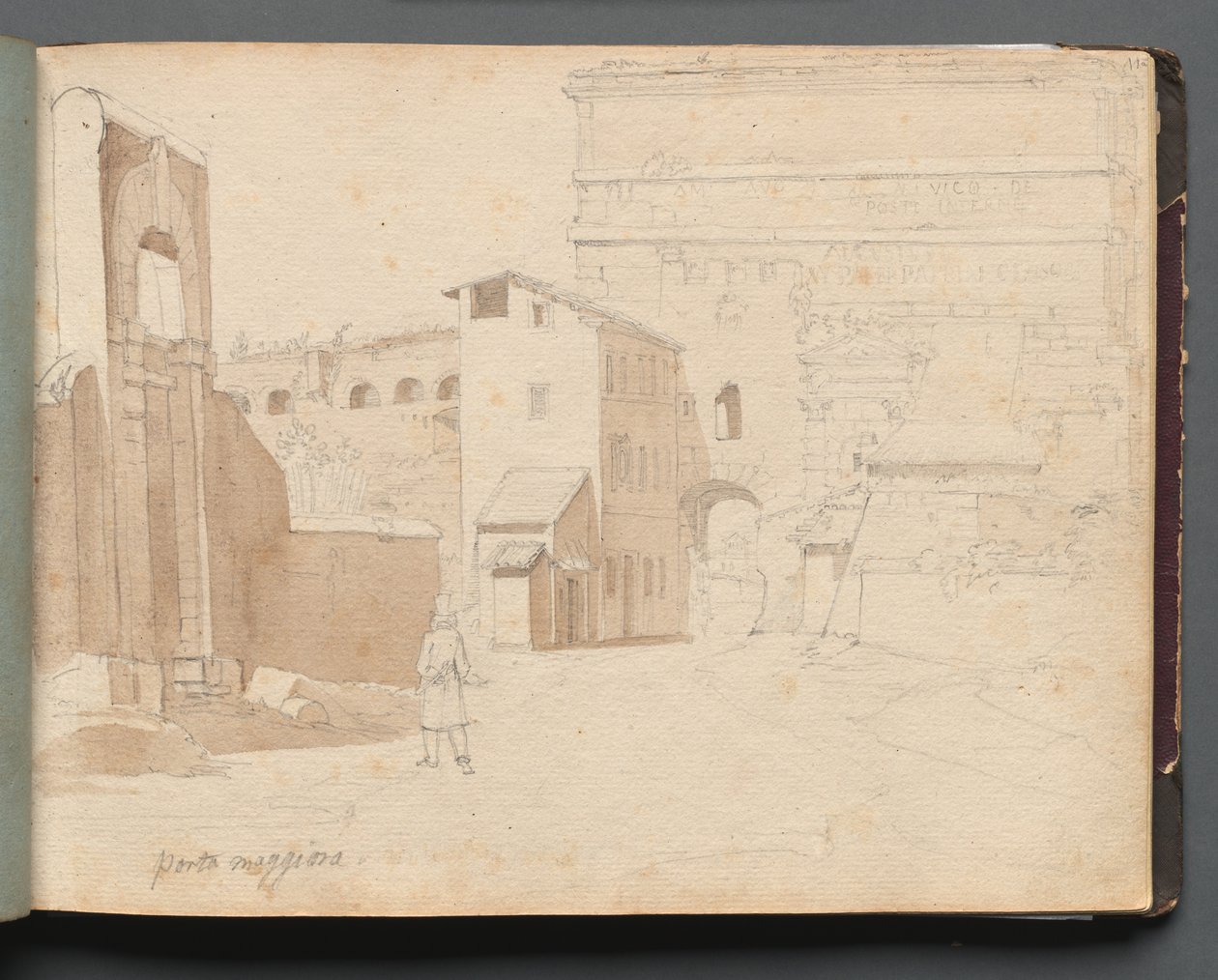 Album con vedute di Roma e dintorni, Studi di paesaggio, pagina 11a: Porta Maggiore da Franz Johann Heinrich Nadorp