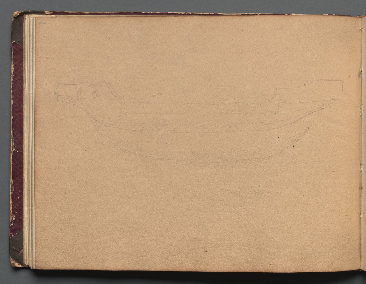 Album con vedute di Roma e dintorni, studi di paesaggio, pagina 19b: Schizzo di una barca da Franz Johann Heinrich Nadorp