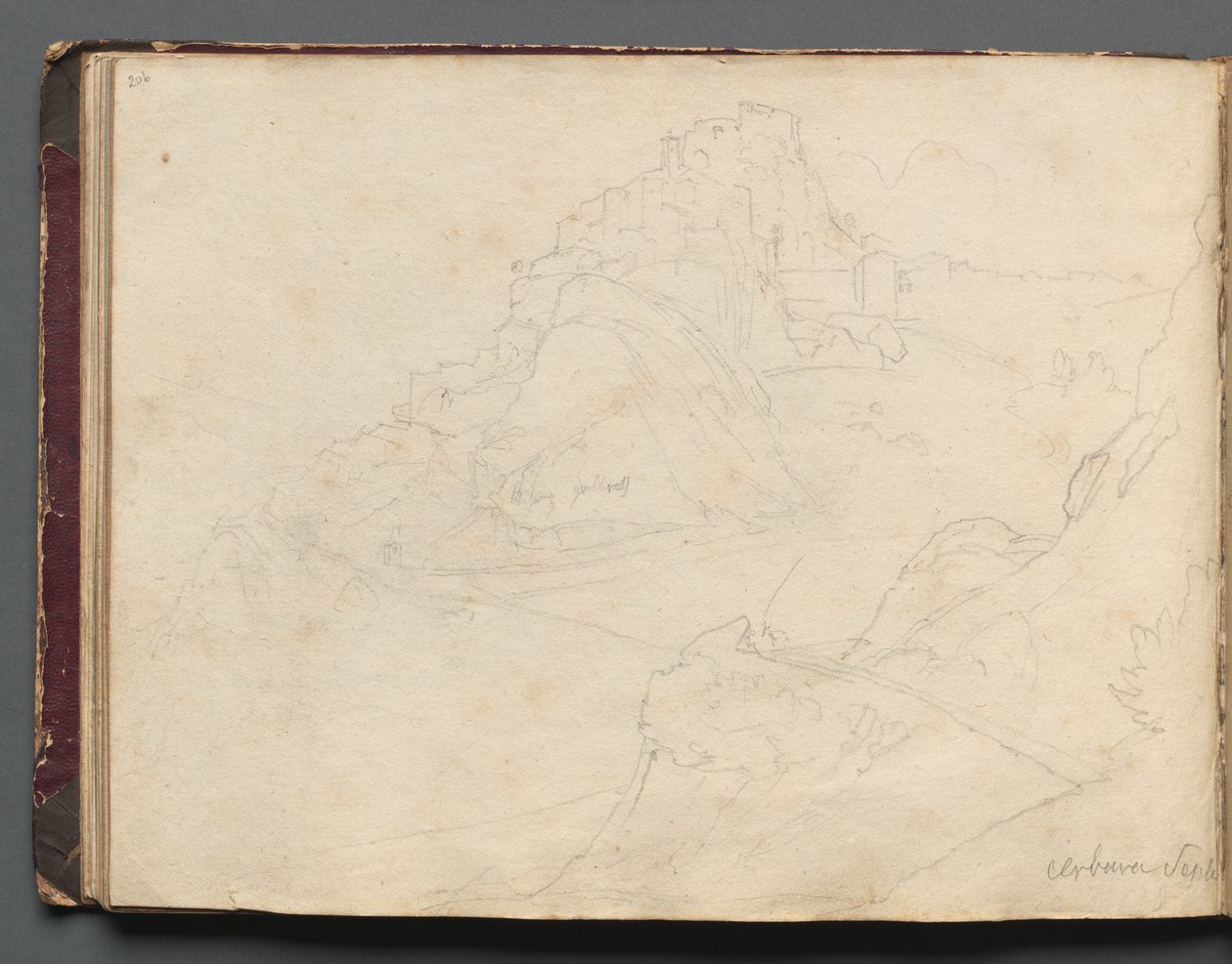 Album con vedute di Roma e dintorni, studi di paesaggio, pagina 20b: Cervera da Franz Johann Heinrich Nadorp