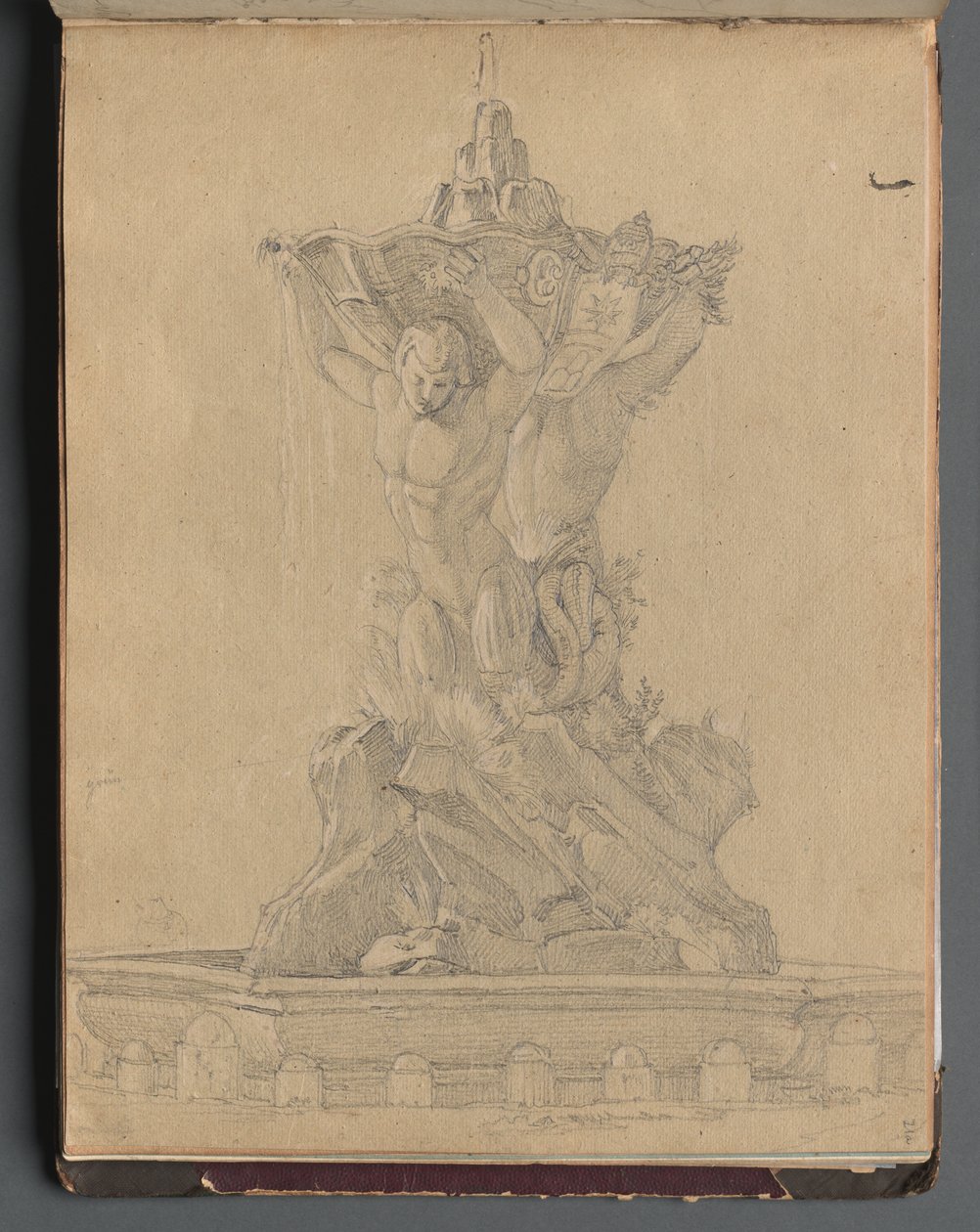 Album con Vedute di Roma e Dintorni, Studi di Paesaggio, pagina 21a: Fontana Romana da Franz Johann Heinrich Nadorp