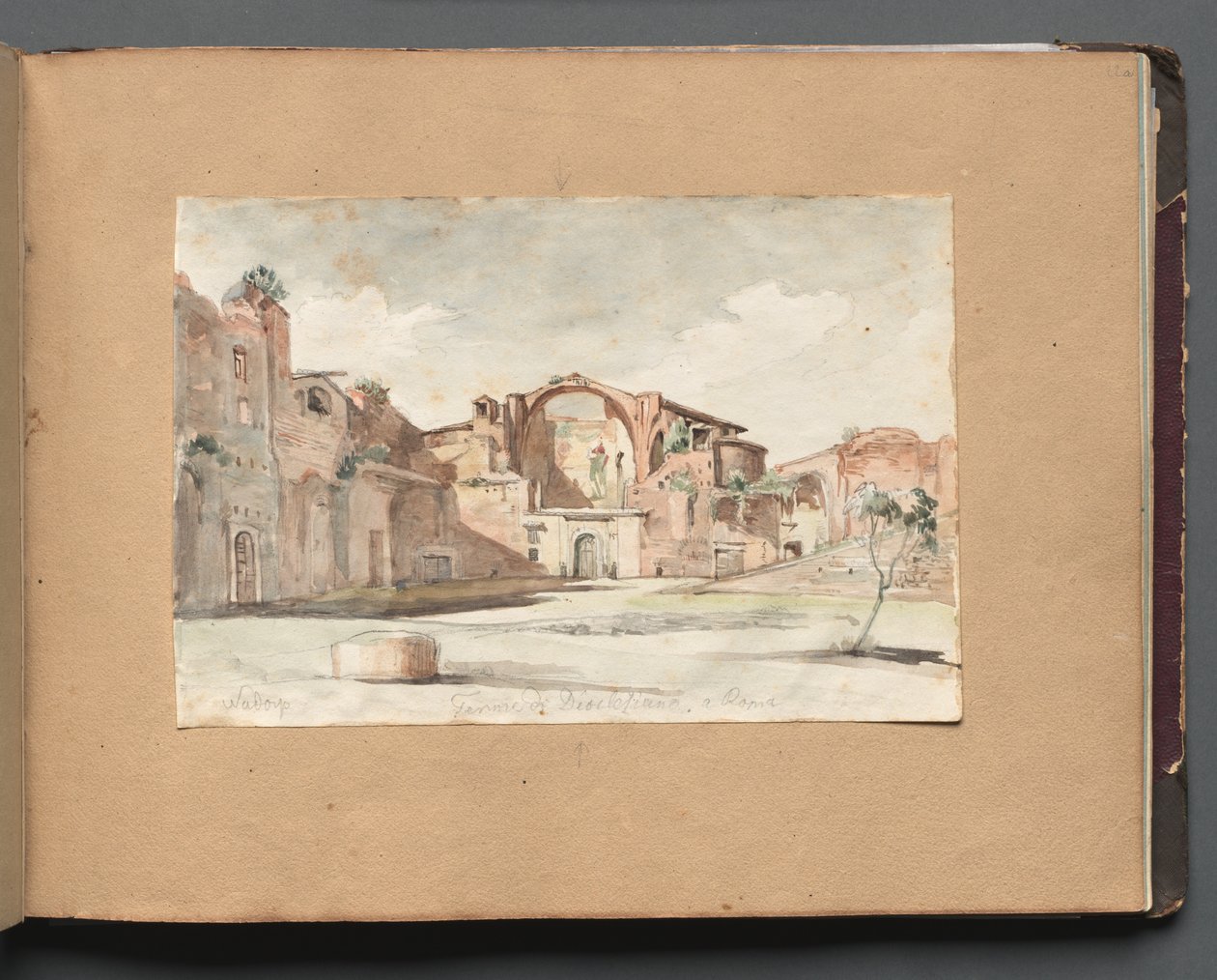 Album con Vedute di Roma e Dintorni, Studi di Paesaggio, pagina 22a: Terme di Diocleziano, Roma da Franz Johann Heinrich Nadorp