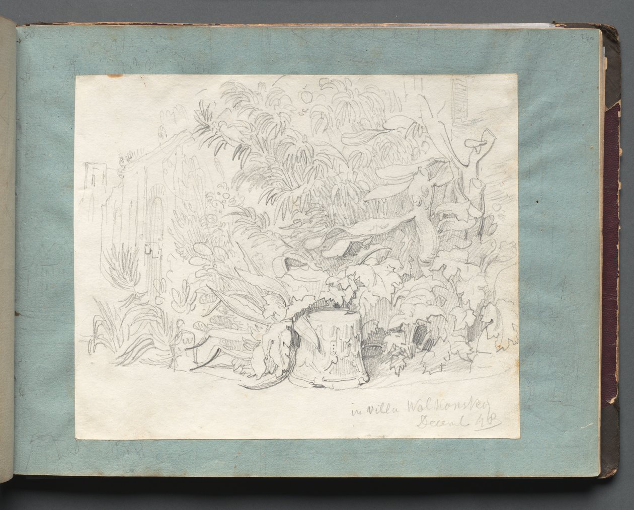Album con Vedute di Roma e Dintorni, Studi di Paesaggio, pagina 24a: In Villa Walkonsky da Franz Johann Heinrich Nadorp