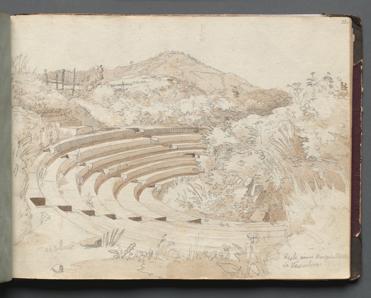 Album con Vedute di Roma e Dintorni, Studi di Paesaggio, pagina 25a: Anfiteatro, Tusculum da Franz Johann Heinrich Nadorp