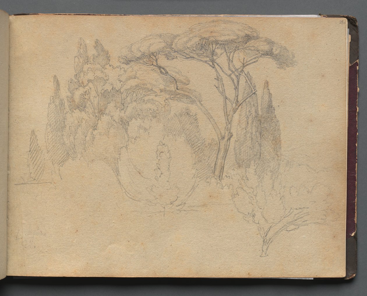 Album con vedute di Roma e dintorni, studi di paesaggio, pagina 29a: Studio di paesaggio da Franz Johann Heinrich Nadorp
