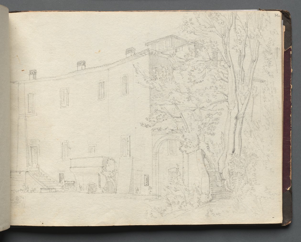 Album con vedute di Roma e dintorni, studi di paesaggio, pagina 31a: Studio architettonico romano da Franz Johann Heinrich Nadorp