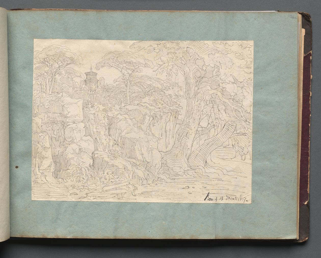 Album con vedute di Roma e dintorni, studi di paesaggio, pagina 36a: Veduta romana da Franz Johann Heinrich Nadorp