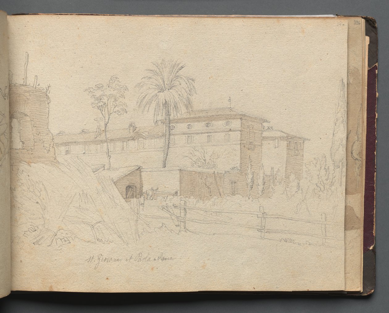 Album con vedute di Roma e dintorni, studi paesaggistici, pagina 38a: San Giovanni e Paolo da Franz Johann Heinrich Nadorp