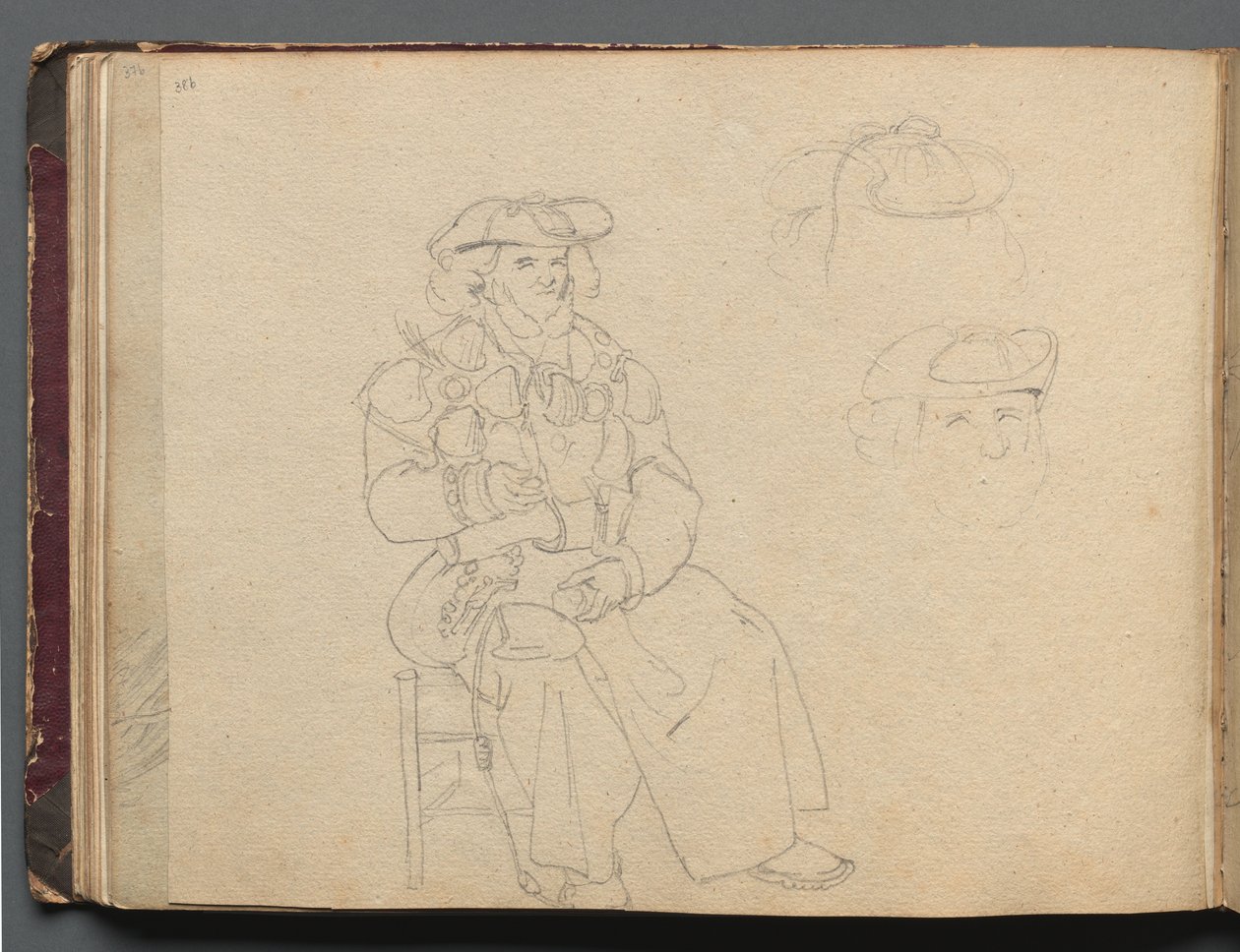 Album con Vedute di Roma e Dintorni, Studi di Paesaggio, pagina 38b: Studio di Figura da Franz Johann Heinrich Nadorp
