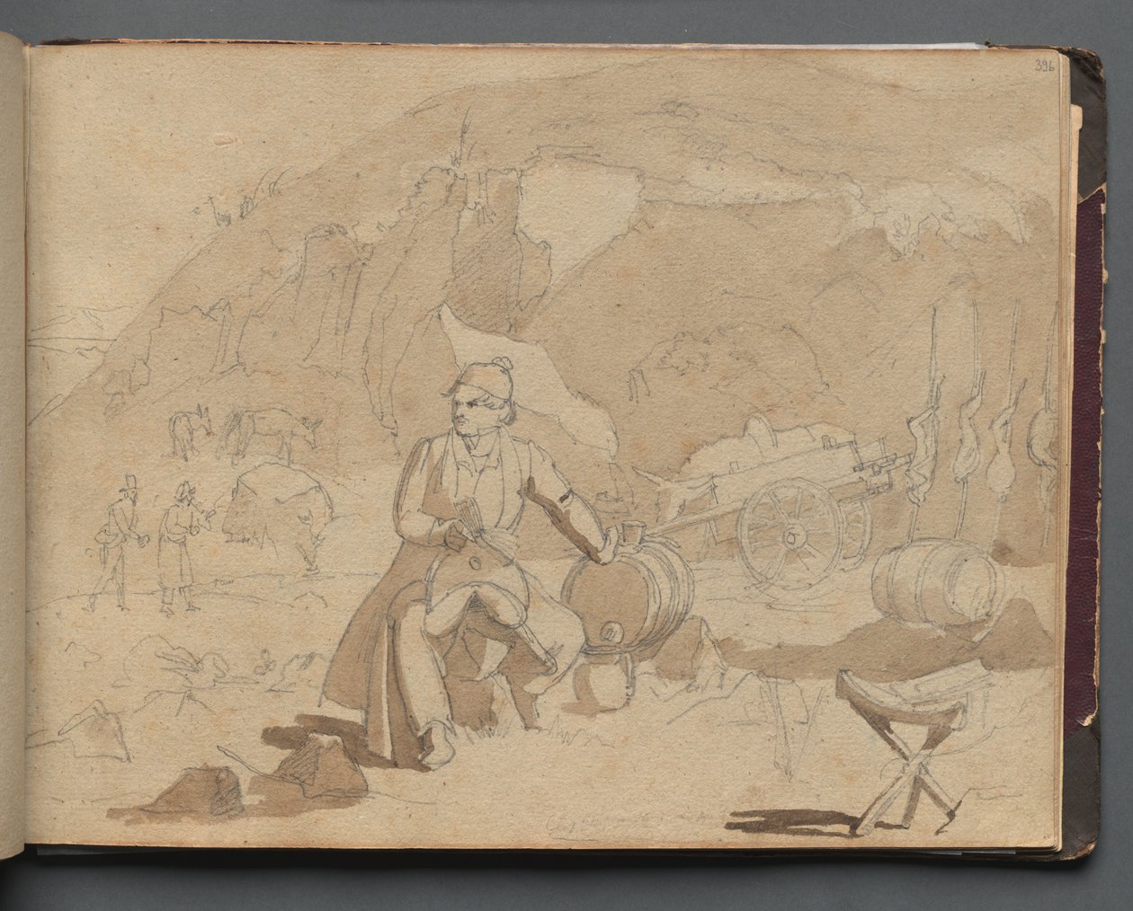 Album con vedute di Roma e dintorni, studi di paesaggio, pagina 39a: Figura in un paesaggio da Franz Johann Heinrich Nadorp