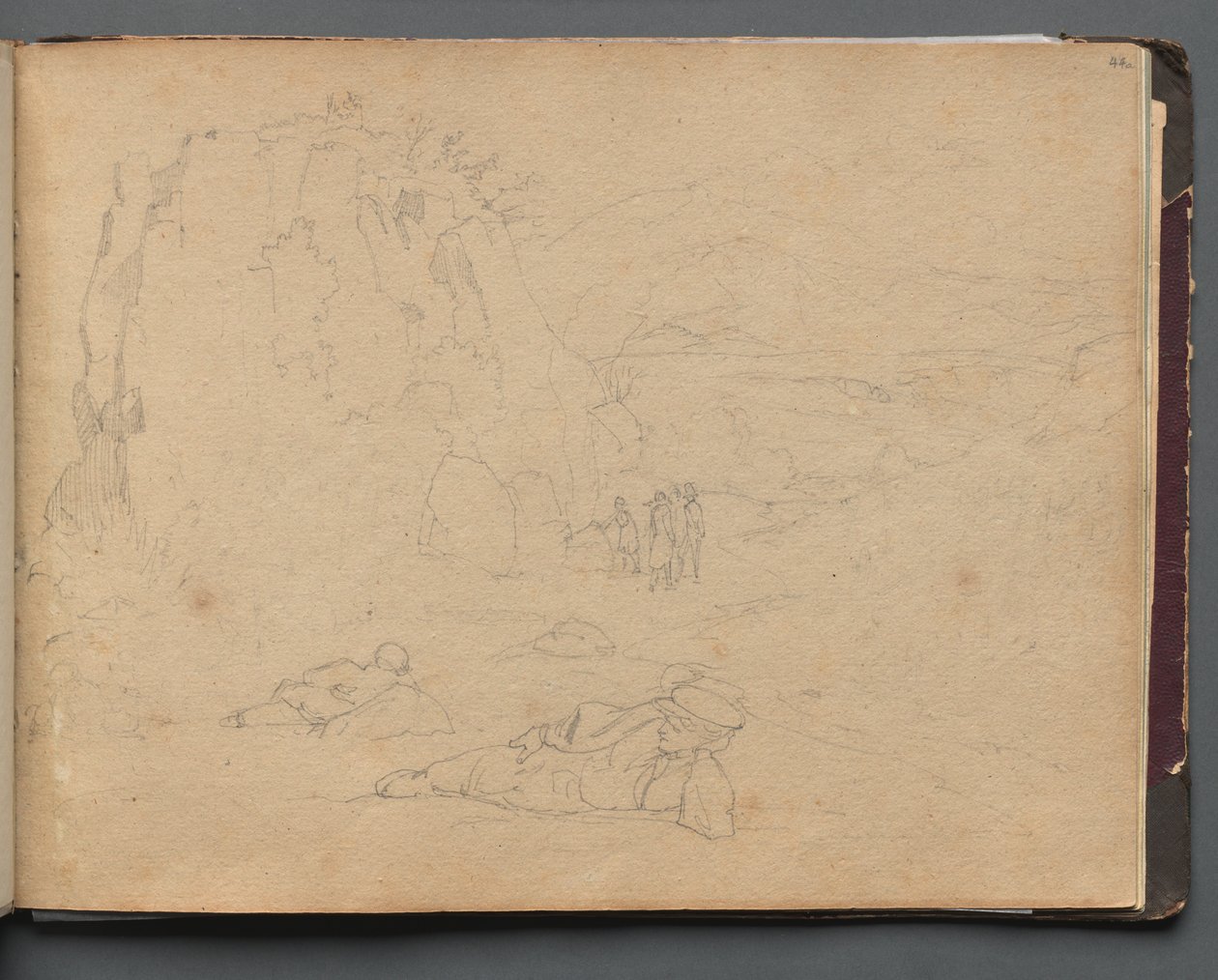 Album con vedute di Roma e dintorni, studi di paesaggio, pagina 44a: Figure in un paesaggio da Franz Johann Heinrich Nadorp