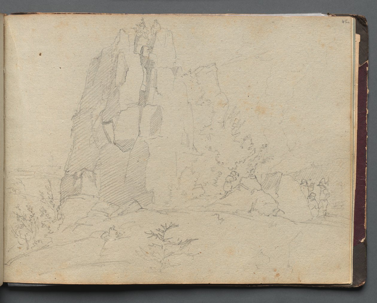 Album con vedute di Roma e dintorni, studi di paesaggio, pagina 45a: Paesaggio roccioso da Franz Johann Heinrich Nadorp