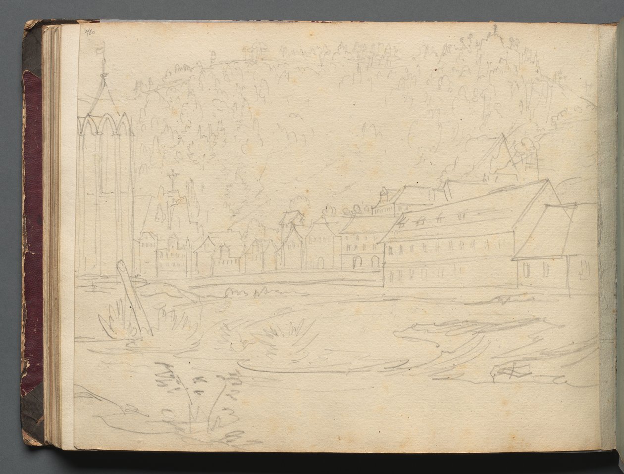 Album con vedute di Roma e dintorni, studi di paesaggio, pagina 48b: Paesaggio romano da Franz Johann Heinrich Nadorp