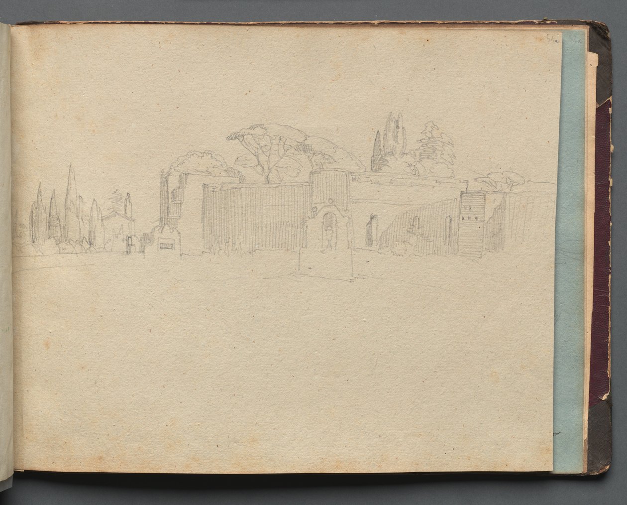 Album con vedute di Roma e dintorni, studi di paesaggio, pagina 51a: Paesaggio romano da Franz Johann Heinrich Nadorp