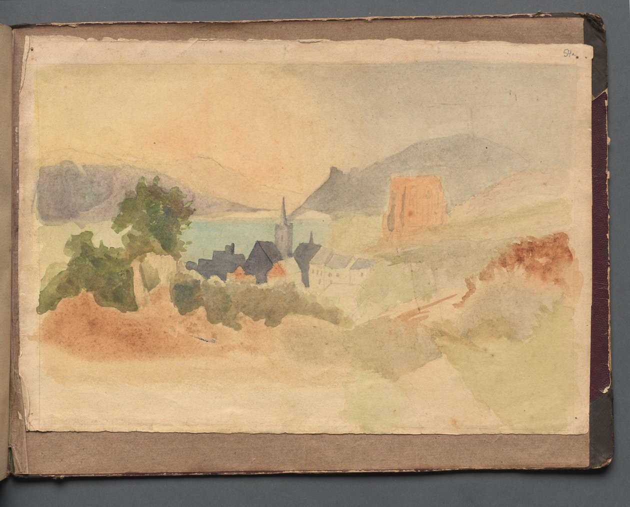 Album con vedute di Roma e dintorni, studi di paesaggio, pagina 54a: Paesaggio romano da Franz Johann Heinrich Nadorp