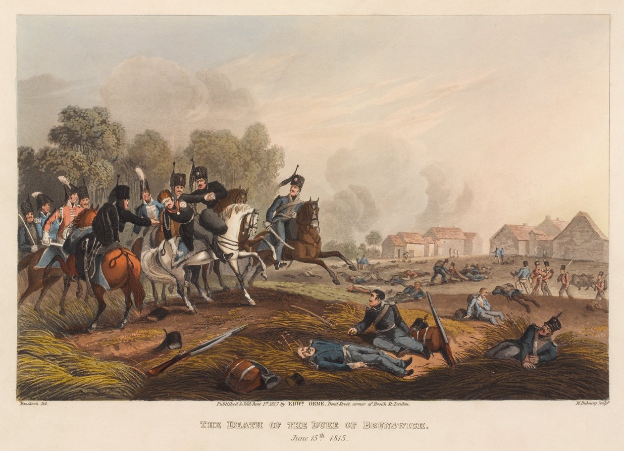 La Morte del Duca di Brunswick, 15 giugno 1815 da Franz Joseph (after) Manskirch