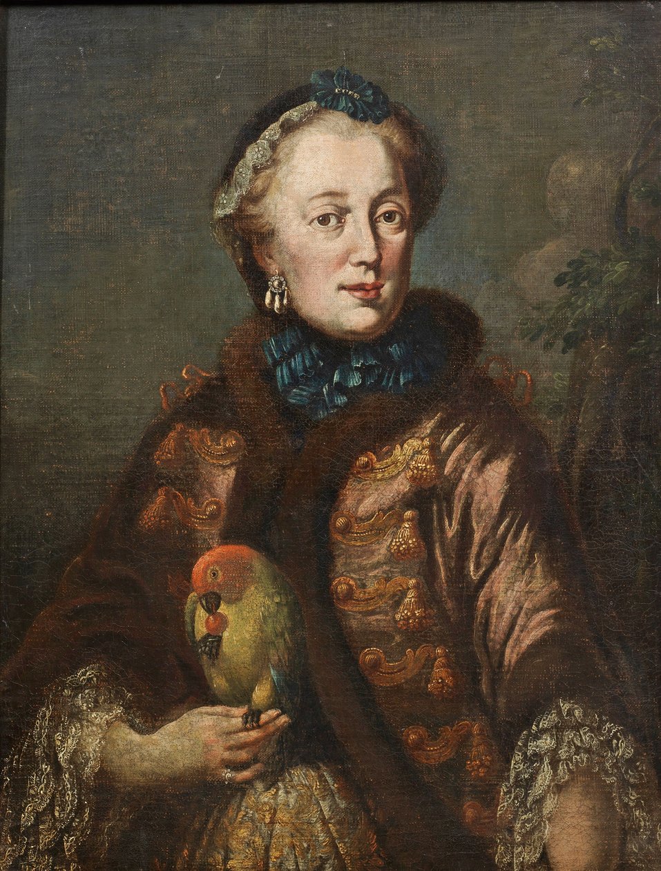 Ritratto di Maria Anna Sofia di Sassonia (1728-1797), Elettrice di Baviera, con un uccello. da Franz Joseph Winder