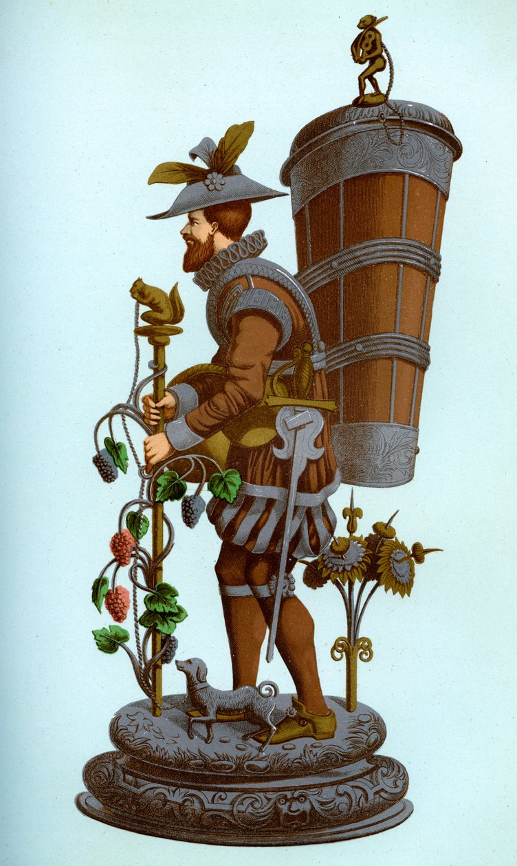 Ornamento da tavola tedesco in rame smaltato e dorato, fine XVI secolo, 1870 da Franz Kellerhoven