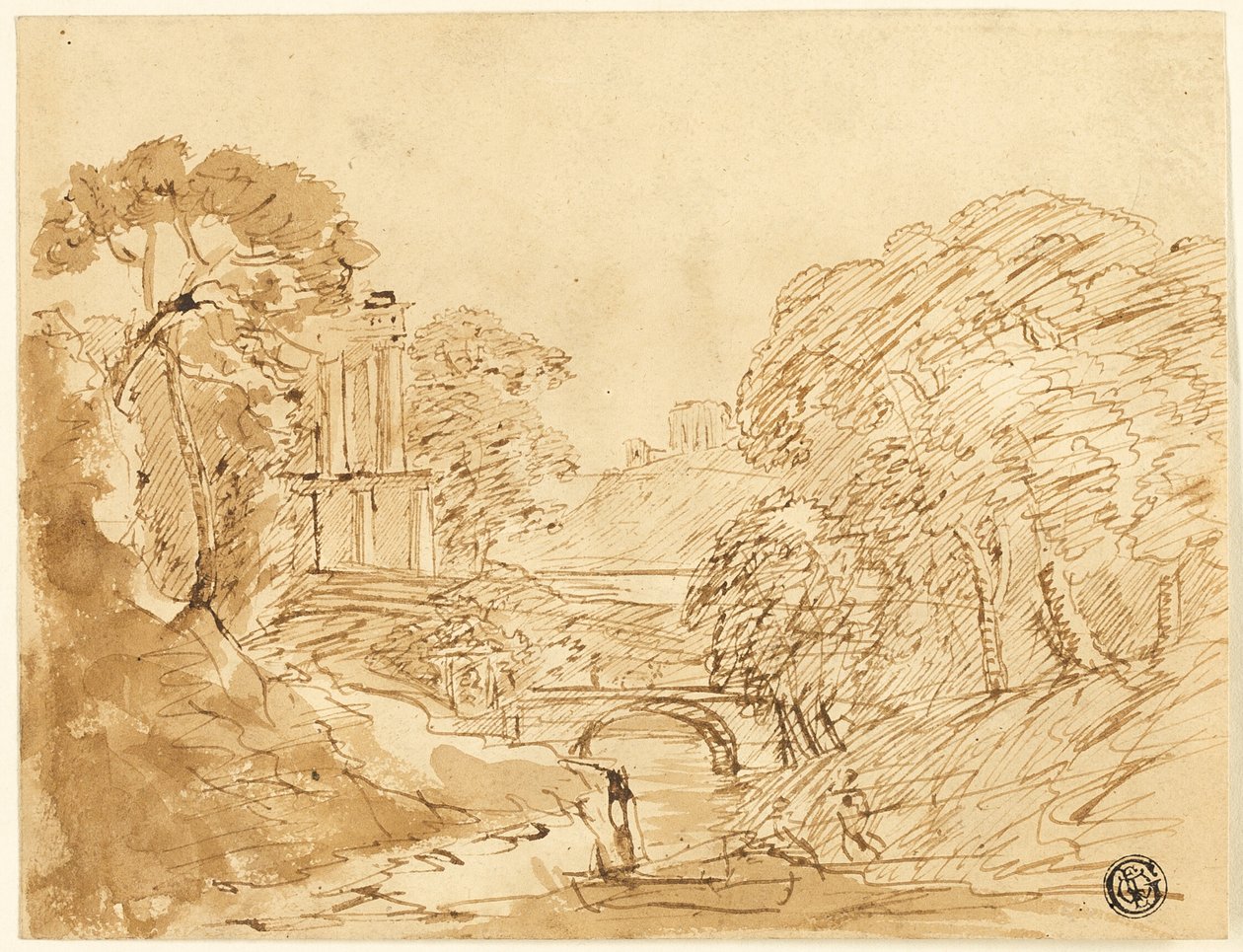 Paesaggio con ponte e rovine da Franz Kobell